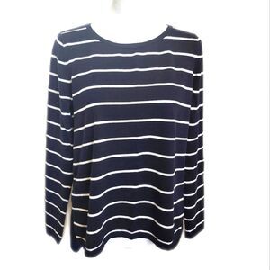 5/$55 Ann Taylor LOFT Long Sleeved Navy Blue & White Striped Tunic Top, M